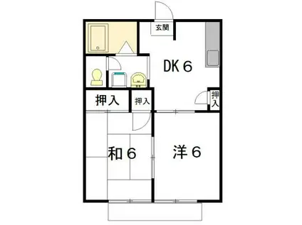 セントポーリア葵D(2DK/1階)の間取り写真