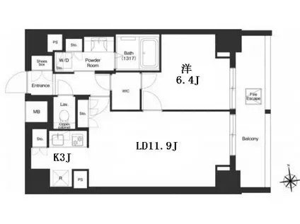 COMFORIA秋葉原ノース(1LDK/14階)の間取り写真