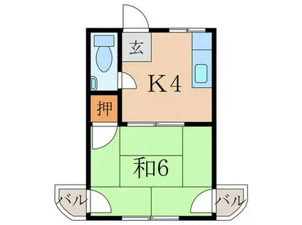 ハイツさつき(1K/1階)の間取り写真