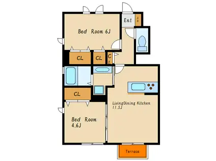 アンソレイエ ファミーユ(2LDK/1階)の間取り写真