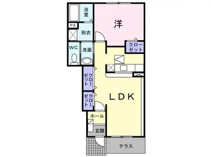 プラシード II(1LDK/1階)の間取り写真