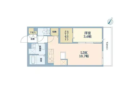 ウェルスクエア渋谷本町(1LDK/3階)の間取り写真
