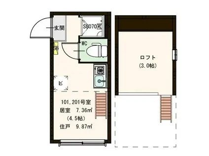 グランフィオーレ本町(ワンルーム/1階)の間取り写真