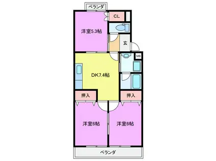 コーポ白子西光洋(3DK/2階)の間取り写真