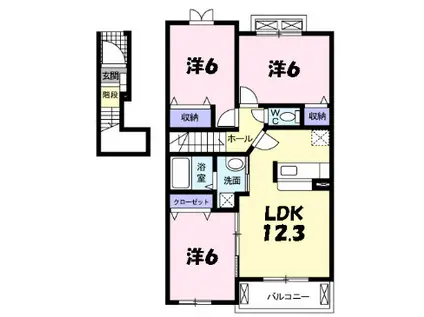 クリスタルコート(3LDK/2階)の間取り写真