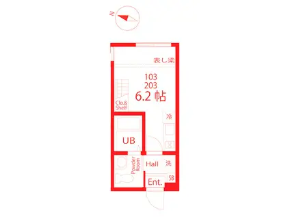 ハーミットクラブハウス横濱和田町(ワンルーム/1階)の間取り写真