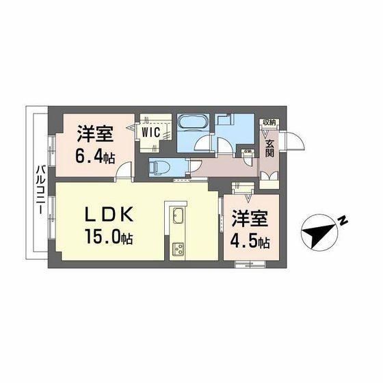 カーサ・アチェロ(2LDK/2階)の間取り写真