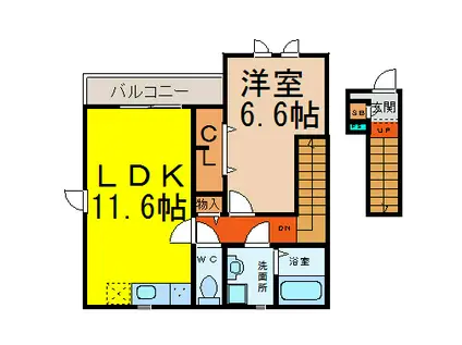 LIBRA(1LDK/2階)の間取り写真