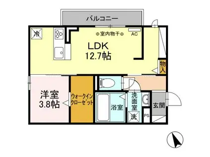 アンジュ(1LDK/2階)の間取り写真