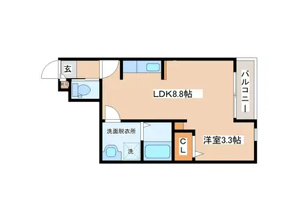 FORET LUMIERE(ワンルーム/1階)の間取り写真