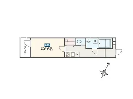 メルディア福生3(1K/2階)の間取り写真