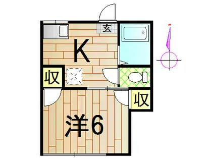 パープル2(1DK/1階)の間取り写真