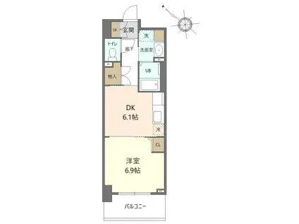 ステイブル協和(1DK/9階)の間取り写真