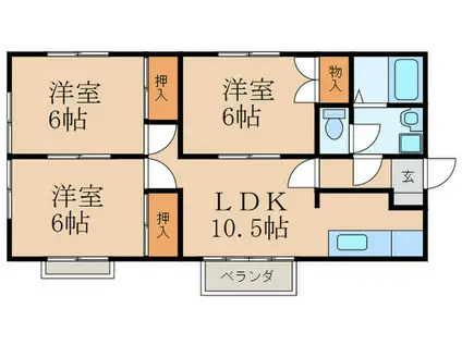 寿ハイツ(3LDK/2階)の間取り写真