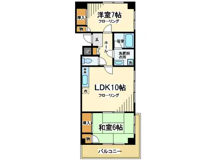 ファミールYK(2LDK/7階)の間取り写真