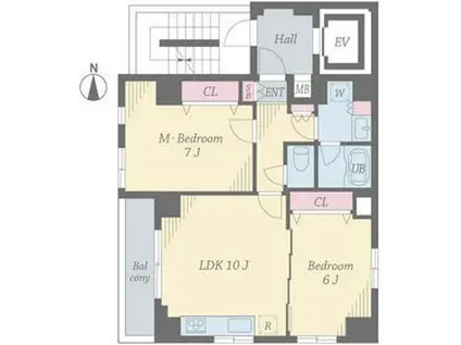 ベルウッド イースト(2LDK/5階)の間取り写真