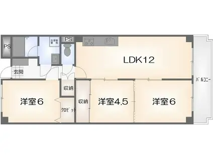 パレス千松(3LDK/2階)の間取り写真
