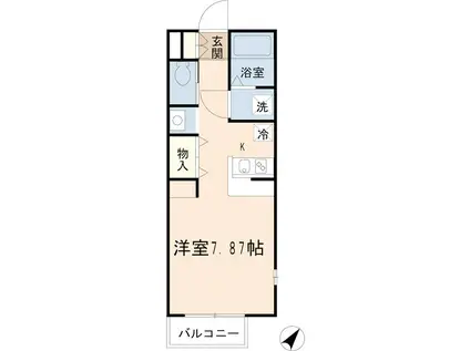 ショコラ B棟 クロック(ワンルーム/1階)の間取り写真