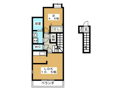 アリエッタ(1LDK/2階)の間取り写真