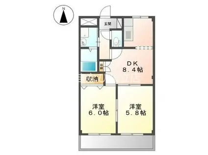 パークサイドピア(2DK/1階)の間取り写真