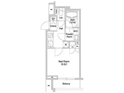 グラマシー横濱関内(1K/2階)の間取り写真