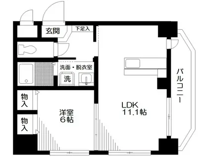 ラークス王子(1LDK/8階)の間取り写真