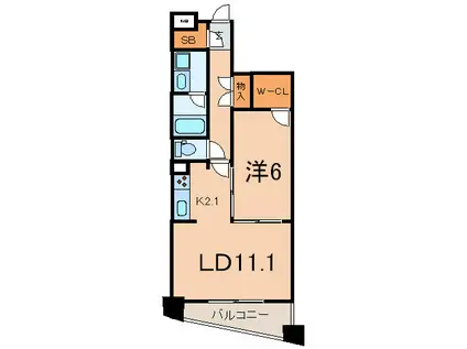 プライムアーバン日本橋大伝馬町(1LDK/4階)の間取り写真