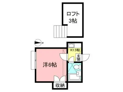 パムテラス三鷹台(1K/2階)の間取り写真