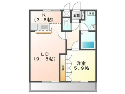 SARANイースト(1LDK/2階)の間取り写真