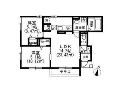 メイズ碑文谷(2LDK/1階)の間取り写真