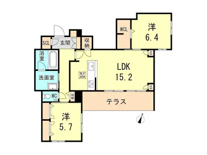 ベル エ ロンプラージュ(2LDK/1階)の間取り写真