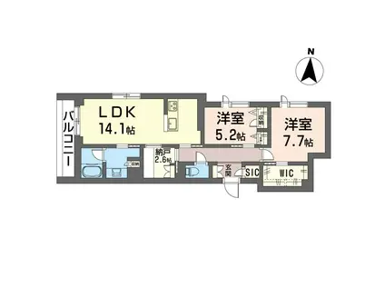 ル ヴァン フレ(2SLDK/2階)の間取り写真