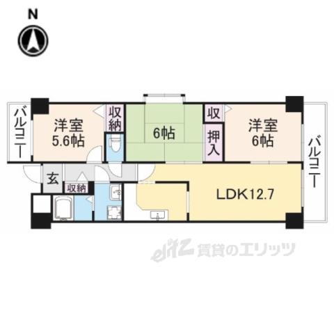グリーンパークコート(3LDK/2階)の間取り写真