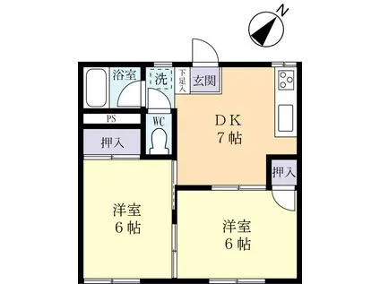 グリーンハイツ A棟(2DK/2階)の間取り写真