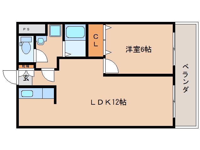 般若寺マンション(1LDK/1階)の間取り写真