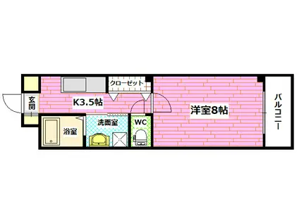 コリウス(1K/1階)の間取り写真