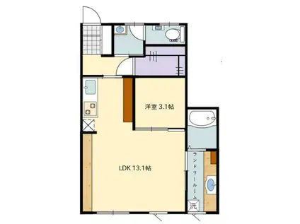 ENSIAII(1LDK/1階)の間取り写真