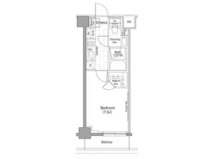 ザ・パークハビオ新宿(1K/6階)の間取り写真