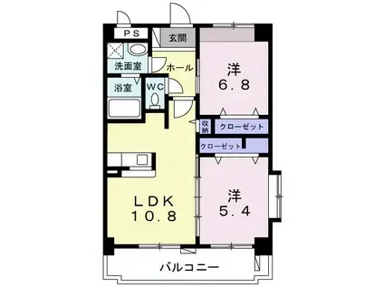プレミアムガーデンI(2LDK/4階)の間取り写真