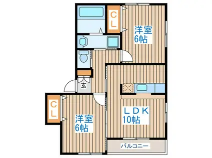 DWELL・K(2LDK/2階)の間取り写真