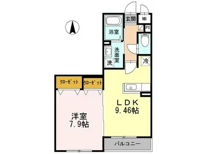 プランドール(1LDK/2階)の間取り写真