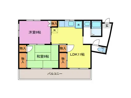 スプレング小林(2LDK/2階)の間取り写真