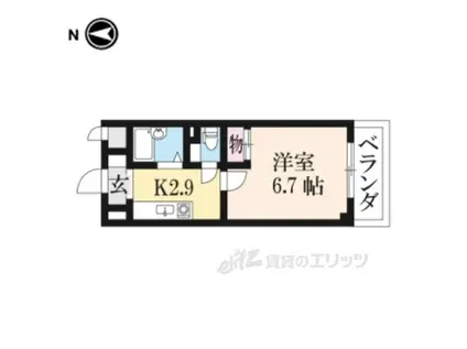 グレイスフローラ富雄(1K/2階)の間取り写真