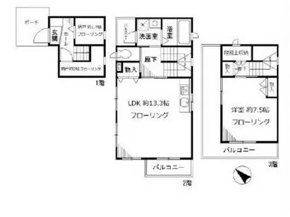 ハウス・ブラウニー(1SLDK/2階)の間取り写真