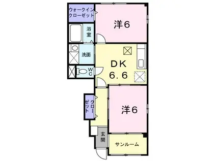グリーンパーク A(2DK/1階)の間取り写真