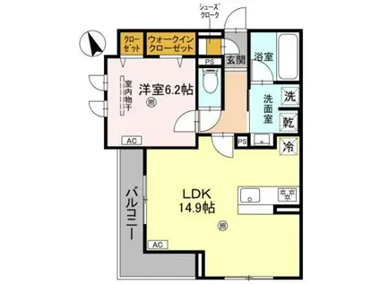 クラシスト東粉浜ウエスト(1LDK/3階)の間取り写真