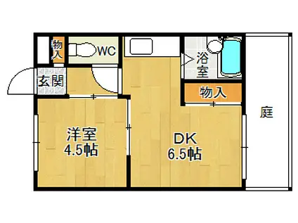 リバーサイド夙川(1K/1階)の間取り写真