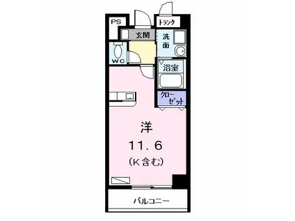 メゾンカルム(ワンルーム/4階)の間取り写真