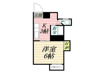 エクレールK鶴巻(1K/2階)の間取り写真