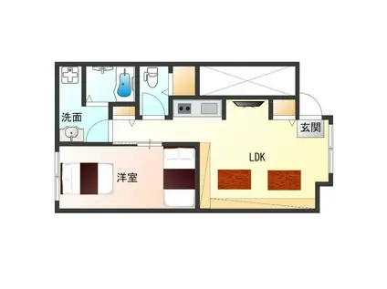 西九条紅葉(1LDK/1階)の間取り写真